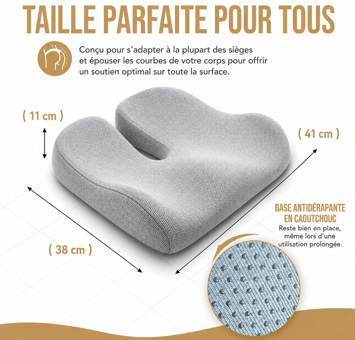 Coussin ergonomique pour coccyx – Assise sculptée
